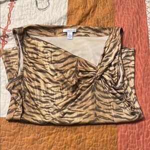 Cache Brown and Tan Animal Print Blouse